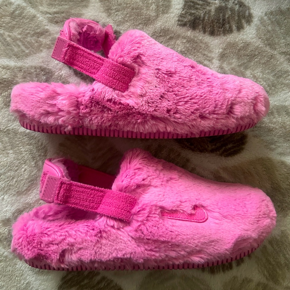 Nike Pink Fuzzy Mules